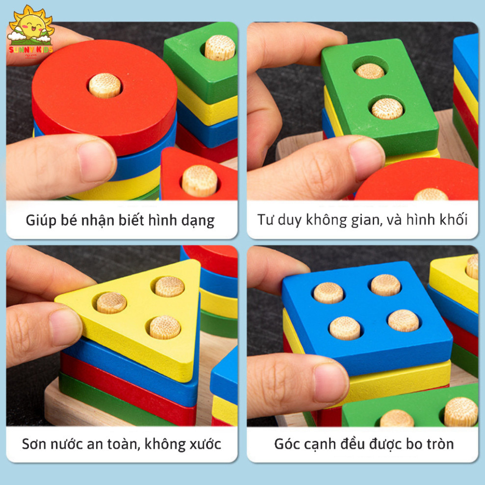 Combo Đồ Chơi Gỗ 7 Món, Bộ Đồ Chơi Gỗ Thông Minh Giúp Phát Triển Kỹ Năng Cho Bé, Chất Gỗ Tự Nhiên An Toàn - Sunny Kids