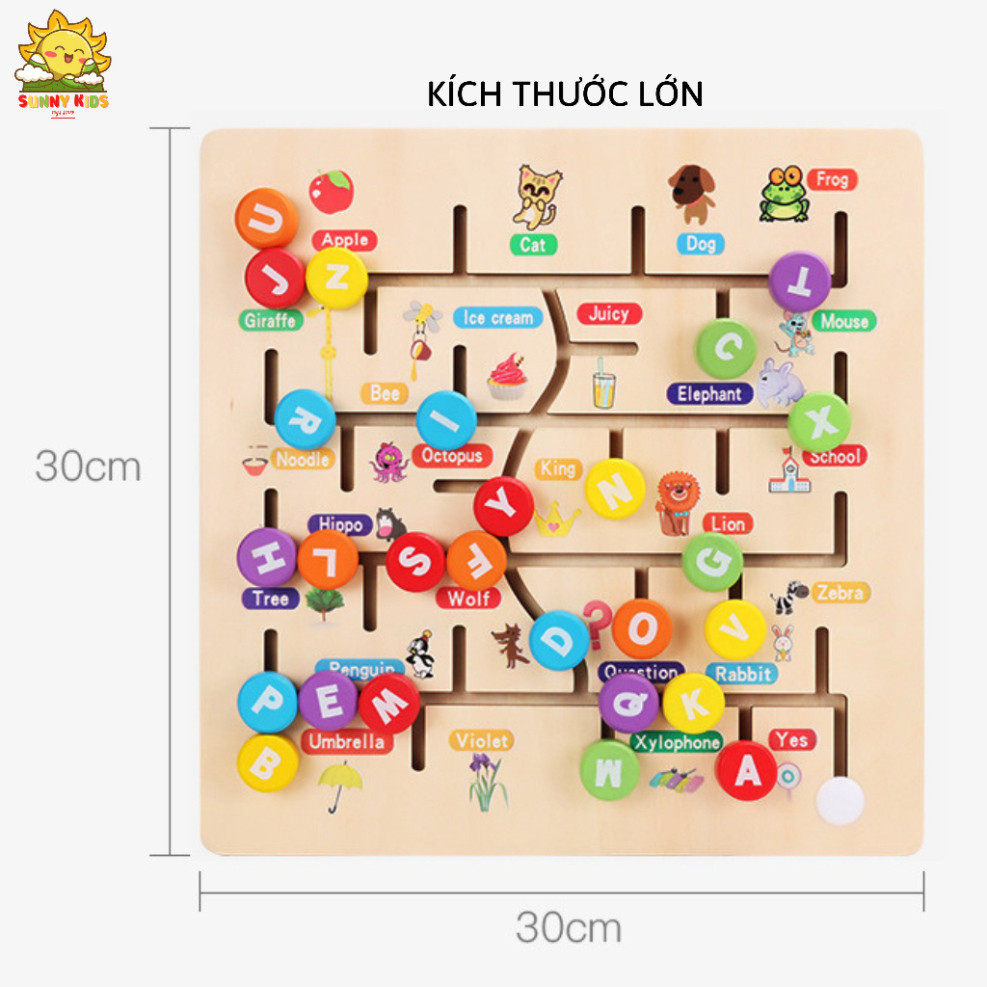 Bảng Học Chữ Số Montessori 30cm, Đồ Chơi Gỗ Thông Minh Phát Triển Tư Duy Cho Bé, Làm Từ Gỗ Tự Nhiên An Toàn - Sunny Kids