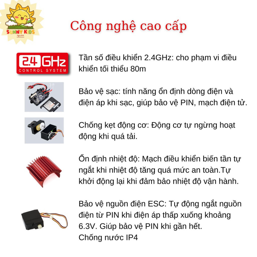Xe Địa Hình Điều Khiển Từ Xa JJRC Q132 CONQUER, 1:16, Chức Năng Cao cấp, 38km/h, 80m, Drift, Off-road - Sunny Kids