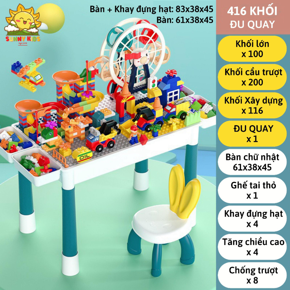 Ghế Tai Thỏ Mua Thêm Cho Bộ Đồ Chơi Bàn Xếp Hình Khối Đa Năng Cho Bé, Nhựa ABS An Toàn - Sunny Kids