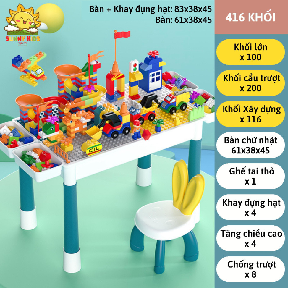 Ghế Tai Thỏ Mua Thêm Cho Bộ Đồ Chơi Bàn Xếp Hình Khối Đa Năng Cho Bé, Nhựa ABS An Toàn - Sunny Kids