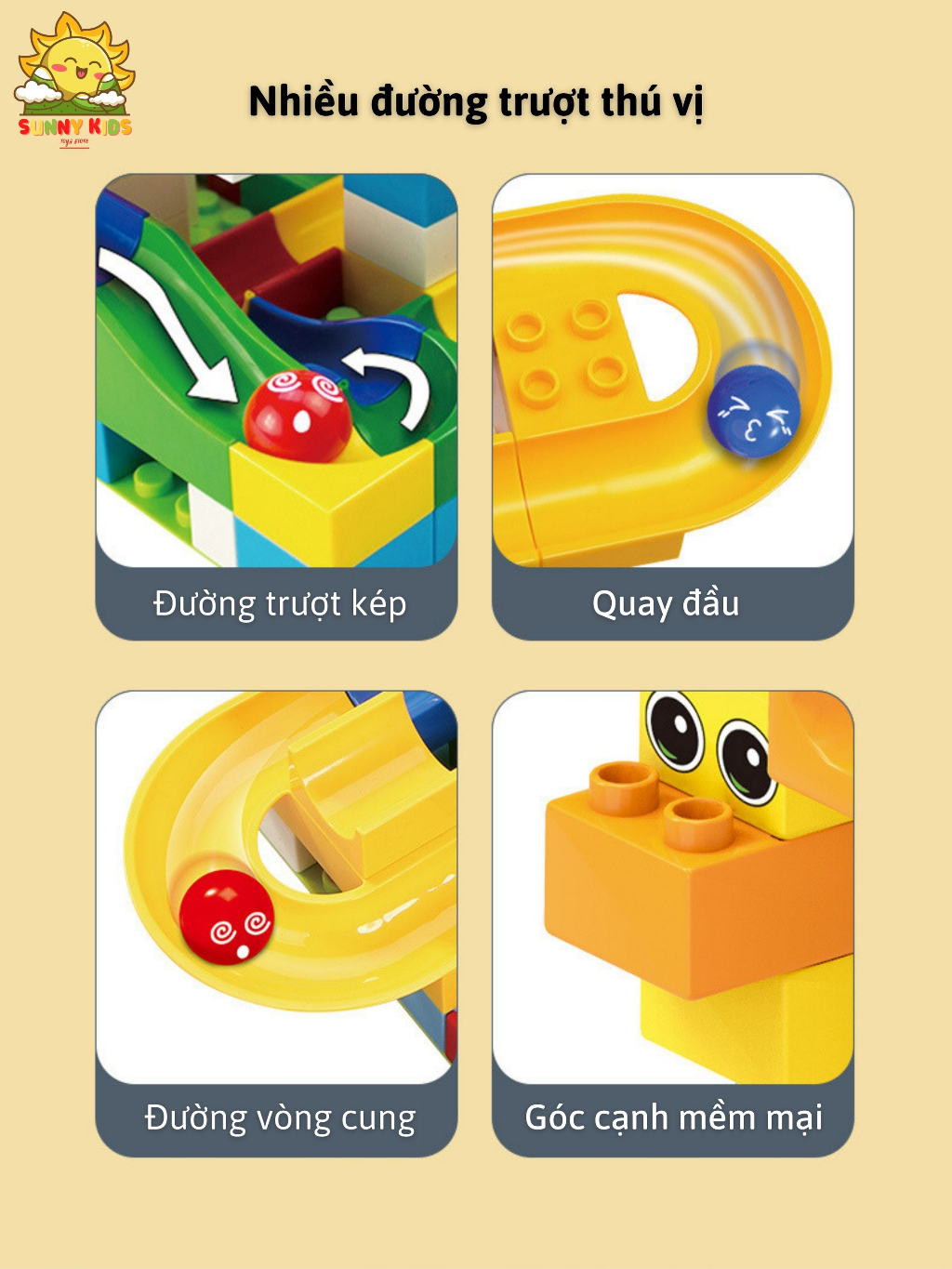 Bộ Đồ Chơi Lắp Ghép Hình Khối, Hộp Quà Tặng Cho Bé, Đồ Chơi Thông Minh Montessori, Chất Liệu Nhựa Cao Cấp - Sunny Kids