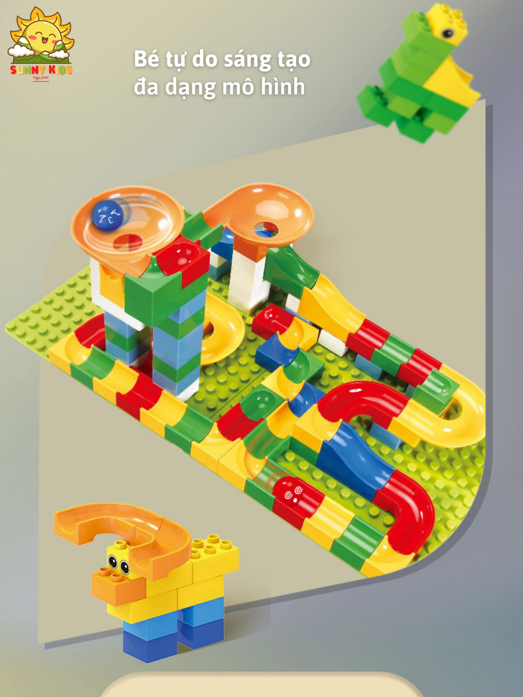 Bộ Đồ Chơi Lắp Ghép Hình Khối, Hộp Quà Tặng Cho Bé, Đồ Chơi Thông Minh Montessori, Chất Liệu Nhựa Cao Cấp - Sunny Kids