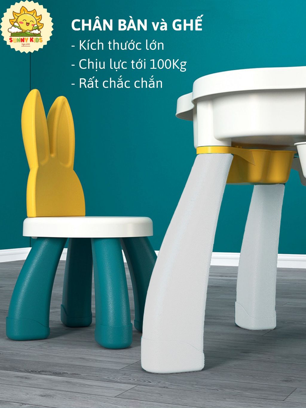 Bộ Bàn xếp hình Hoa Mai, kích thước siêu lớn, chắc chắn, đa năng, siêu đẹp, Đồ chơi khối lắp ráp thông minh - Sunny Kids