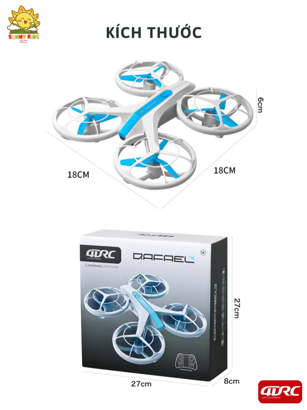 Đồ Chơi Drone 2 Camera HD 4DRC V33, Đèn Led Đẹp Mắt, Vỏ Bảo Vệ Cánh, Điều Khiển Trực Tiếp Từ Điện Thoại - Sunny Kids