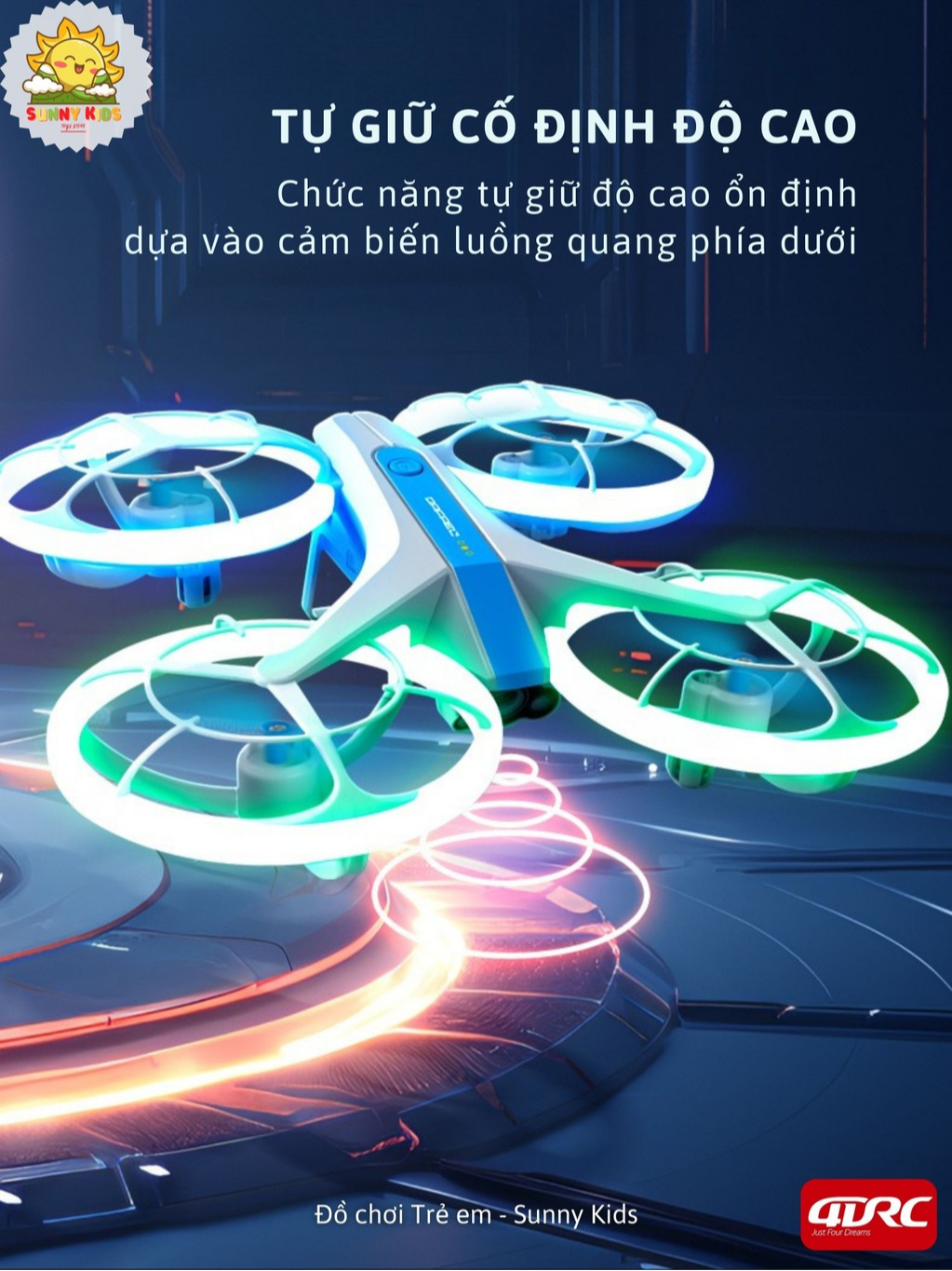 Đồ Chơi Drone 2 Camera HD 4DRC V33, Đèn Led Đẹp Mắt, Vỏ Bảo Vệ Cánh, Điều Khiển Trực Tiếp Từ Điện Thoại - Sunny Kids