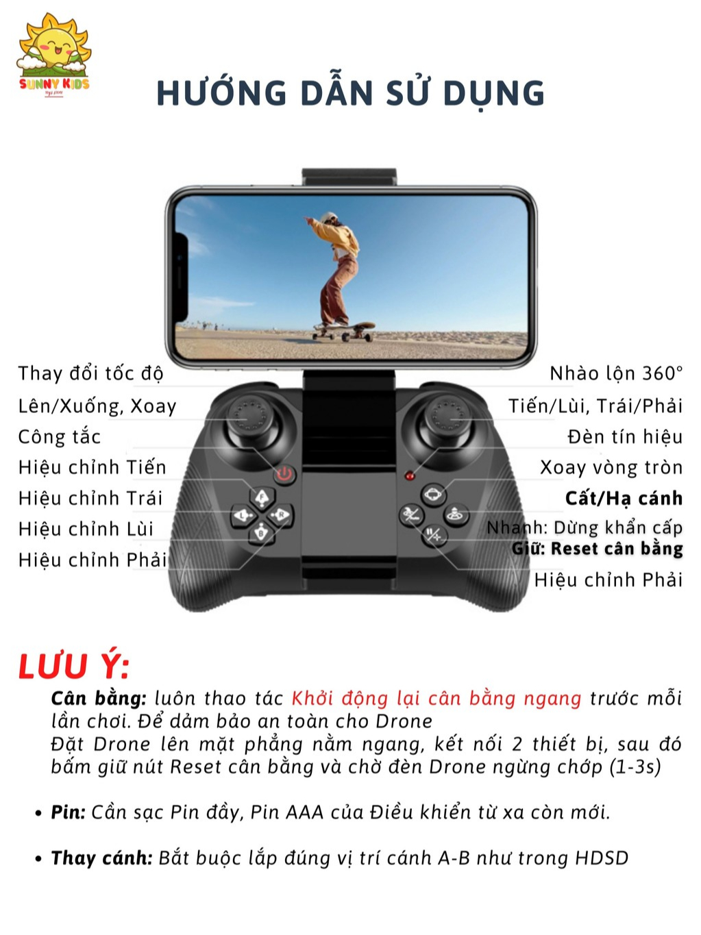 Đồ Chơi Drone 2 Camera HD 4DRC V33, Đèn Led Đẹp Mắt, Vỏ Bảo Vệ Cánh, Điều Khiển Trực Tiếp Từ Điện Thoại - Sunny Kids