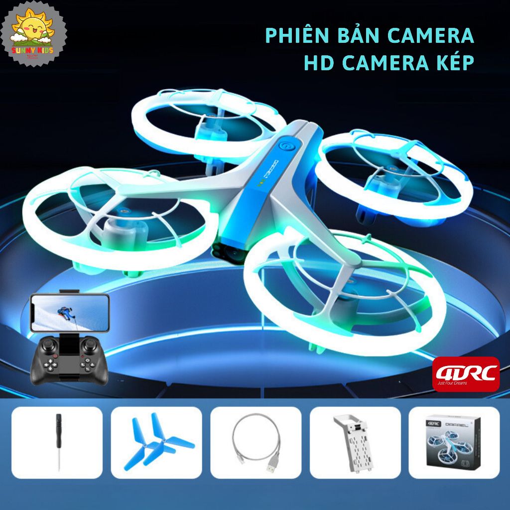 Đồ Chơi Drone 2 Camera HD 4DRC V33, Đèn Led Đẹp Mắt, Vỏ Bảo Vệ Cánh, Điều Khiển Trực Tiếp Từ Điện Thoại - Sunny Kids