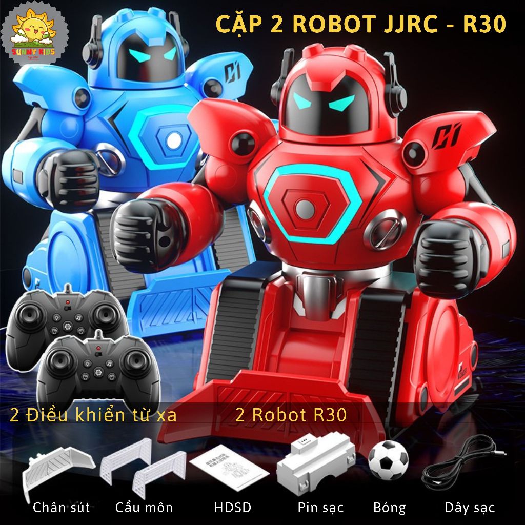 Bộ 2 Robot Đồ Chơi Điều Khiển Từ Xa R30 - Đấm Bốc, Đá Bóng Hấp Dẫn Cho 2 Bé - Nhựa ABS Cao Cấp, Bền Chắc - Sunny Kids