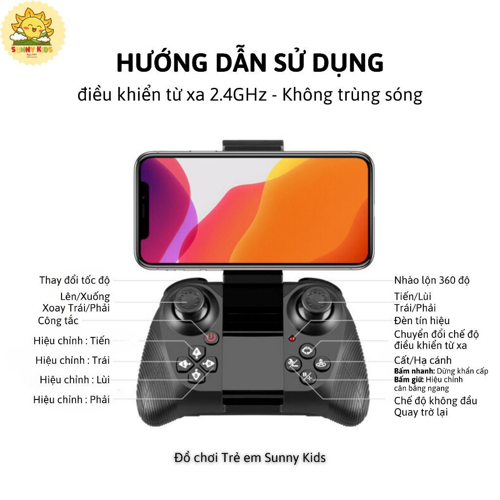 Drone Đồ Chơi Điều Khiển Từ Xa 4D-V8, Tự Tránh Chướng Ngại Vật, Điều Khiển Bằng Giọng Nói, Vỏ Bảo Vệ 360 độ - Sunny Kids