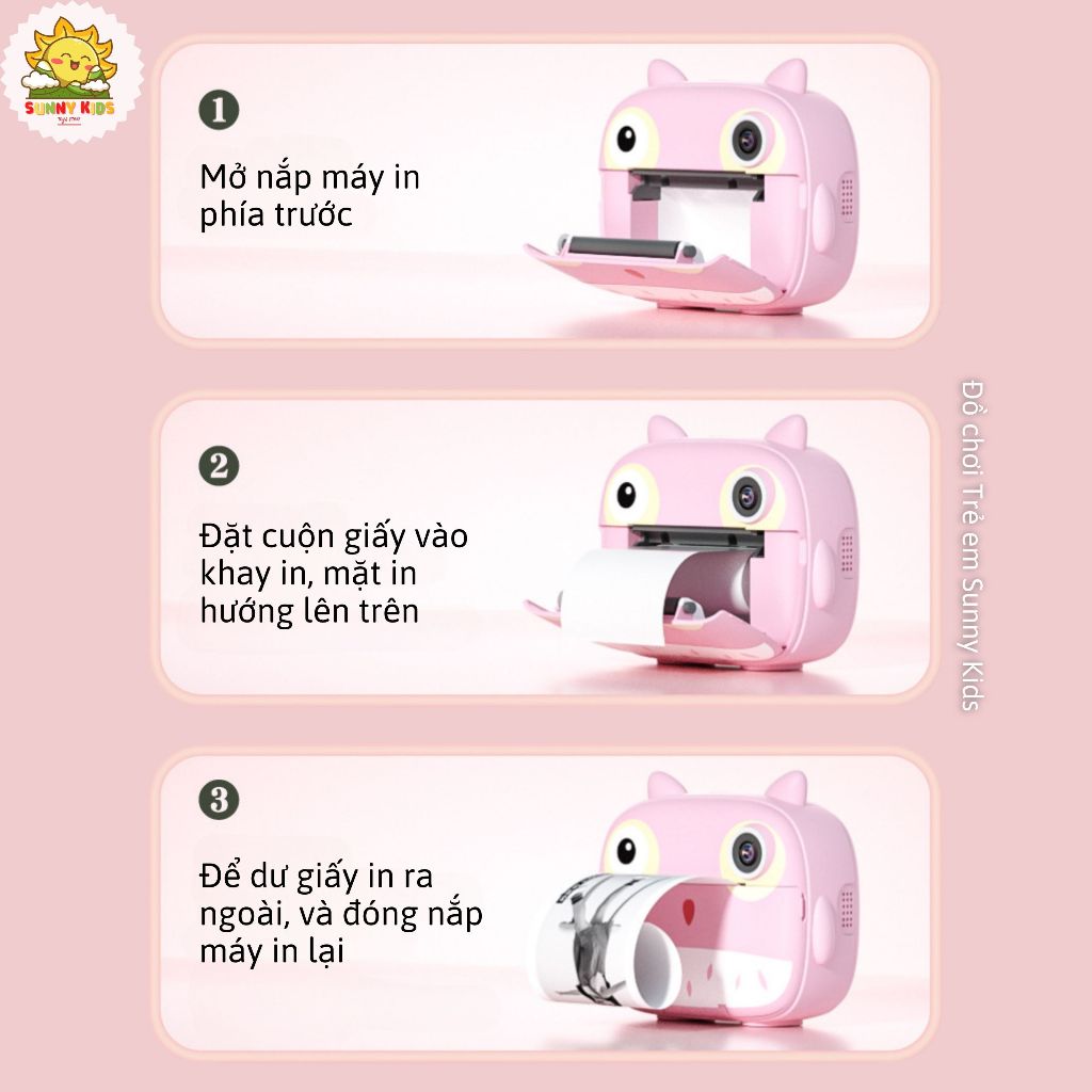 3 Cuộn Giấy In Của Máy Chụp Ảnh Trẻ Em JJRC V17 Và V19, Khổ Giấy 56mm, In 80 hình/cuộn - Sunny Kids