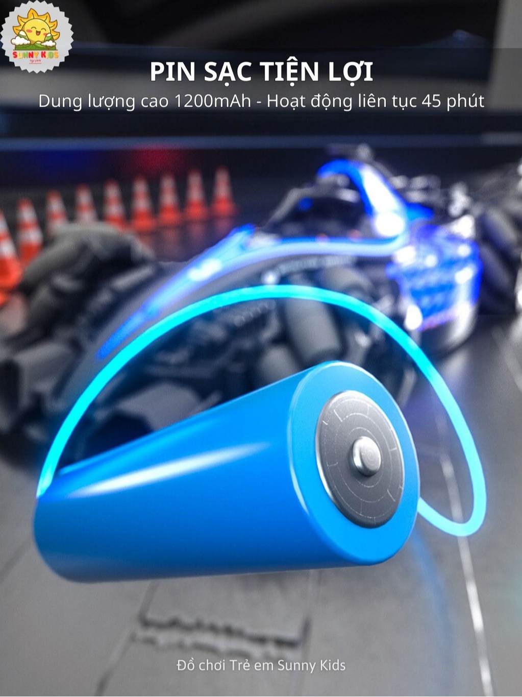 JJRC Q186 Xe Điều Khiển Từ Xa Kích Thước Lớn, Dài 35cm, 45 Phút, Di Chuyển 8 Hướng, Âm Nhạc, Nhiều Đèn Led - Sunny Kids