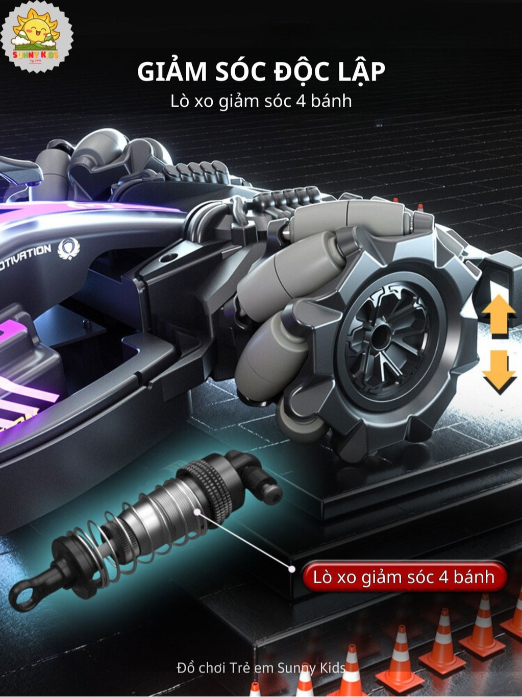 JJRC Q186 Xe Điều Khiển Từ Xa Kích Thước Lớn, Dài 35cm, 45 Phút, Di Chuyển 8 Hướng, Âm Nhạc, Nhiều Đèn Led - Sunny Kids