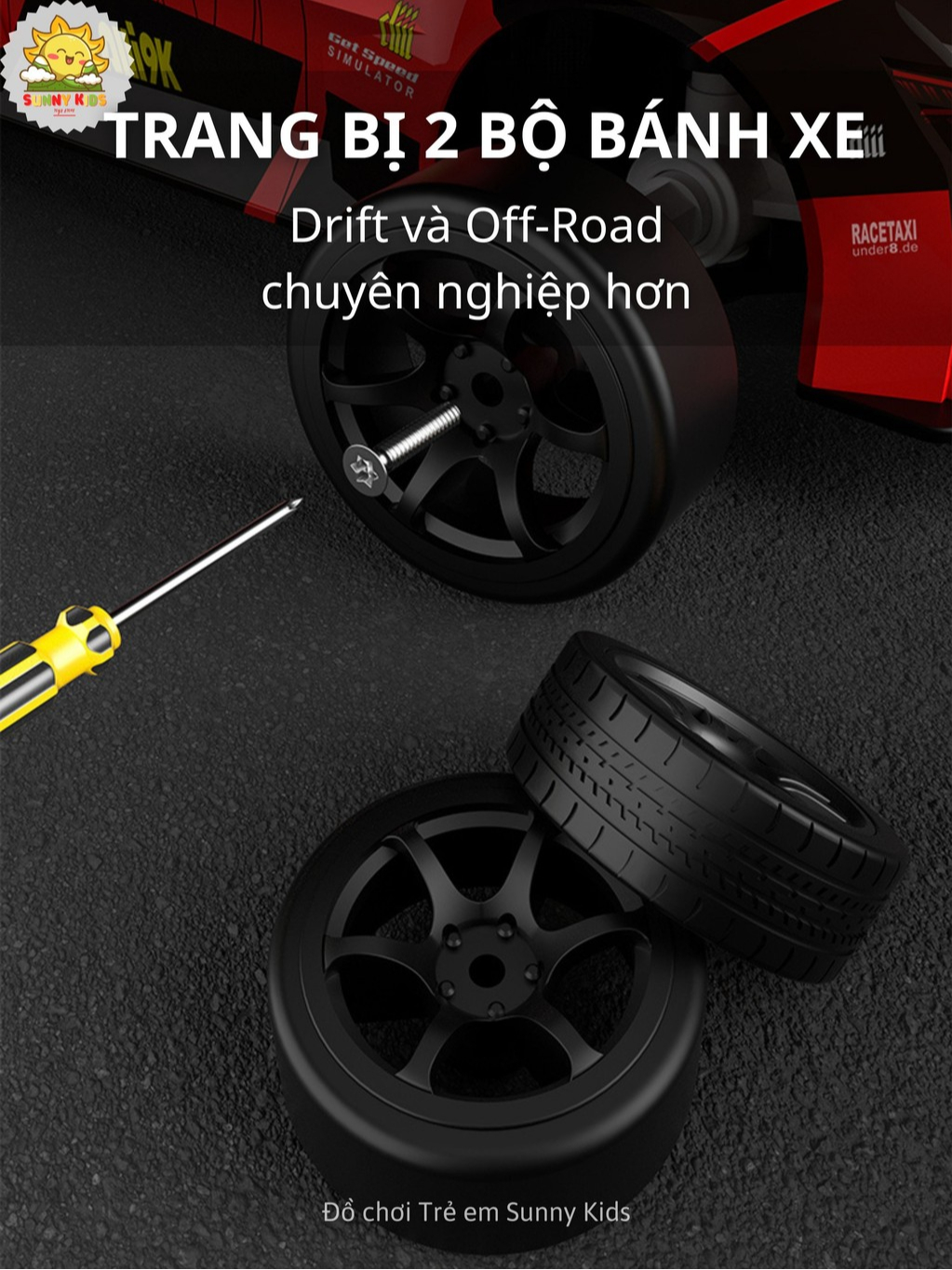 Xe Đua Điều Khiển Từ Xa JJRC Q165 Tốc Độ Cao, Trang bị 2 bộ bánh Drift và Off-Road chuyên nghiệp, 2 Cầu 4WD - Sunny Kids