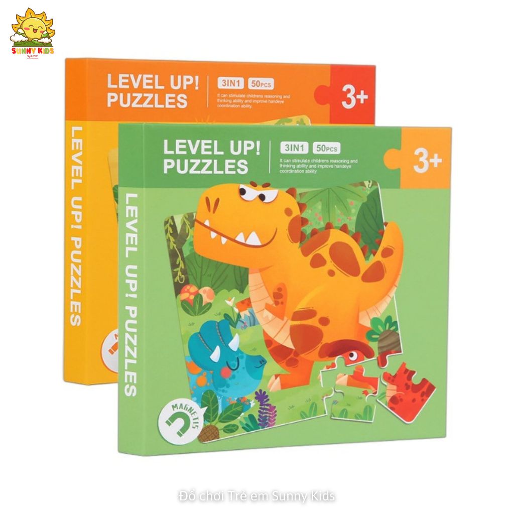Đồ Chơi Gỗ Thông Minh Tranh Ghép Hình 3 in 1, Đồ Chơi Trí Tuệ Cho Bé Từ 1-3 Tuổi, Sách Ghép Tranh 3 Cấp Độ - Sunny Kids