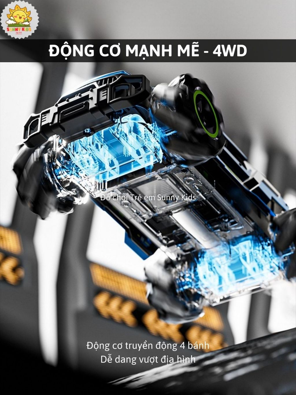 Xe Đồ Chơi Điều Khiển 4DRC Y3 Siêu Ngầu, Drift 360°, Phun Khói, Vỏ Hợp Kim, Đèn Sáng, Âm Thanh Sống Động - Sunny Kids