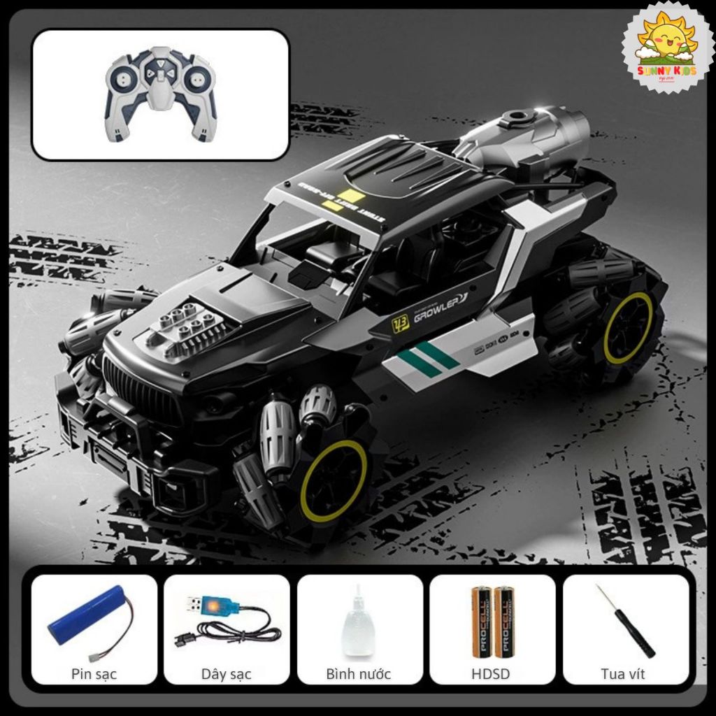 Xe Đồ Chơi Điều Khiển 4DRC Y3 Siêu Ngầu, Drift 360°, Phun Khói, Vỏ Hợp Kim, Đèn Sáng, Âm Thanh Sống Động - Sunny Kids