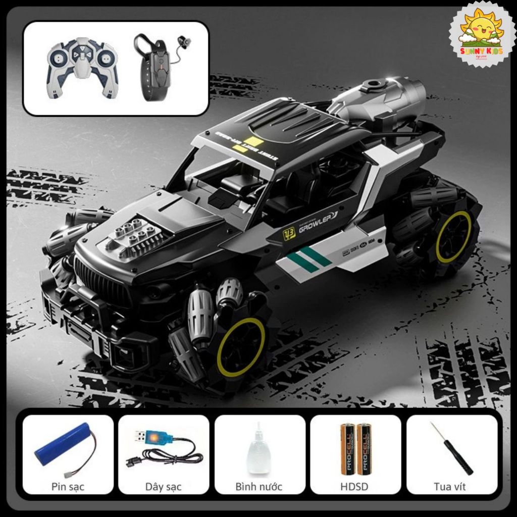 Xe Đồ Chơi Điều Khiển 4DRC Y3 Siêu Ngầu, Drift 360°, Phun Khói, Vỏ Hợp Kim, Đèn Sáng, Âm Thanh Sống Động - Sunny Kids