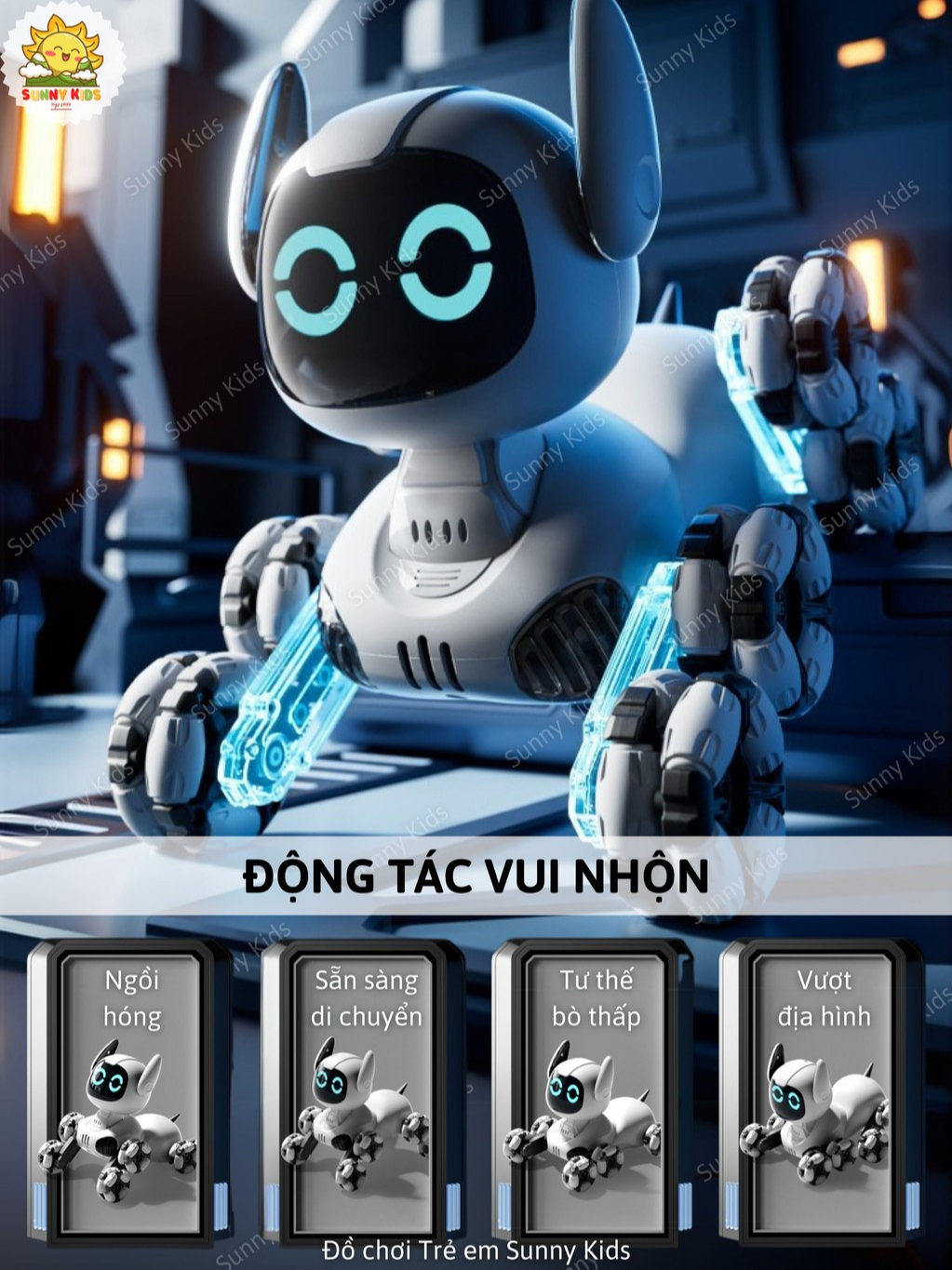 Chó Robot 4DRC Y9 – Điều Khiển Cử Chỉ, Tương Tác Cảm Ứng, Mắt Led Biểu Cảm, Đồ Chơi Robot Thông Minh Cho Bé – Sunny Kids