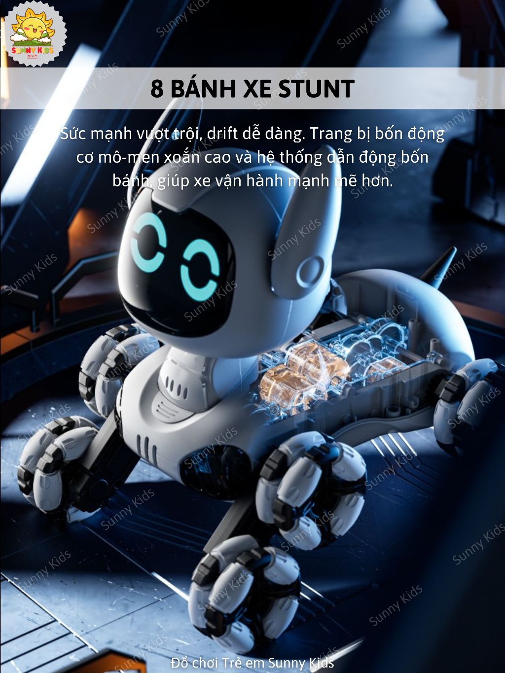 Robot Chó Đồ Chơi 4DRC Y9 Siêu Dễ Thương, Tương Tác Chạm, Xoay 360° Điều Khiển Cử Chỉ, Biểu Cảm Mắt LED - Sunny Kids