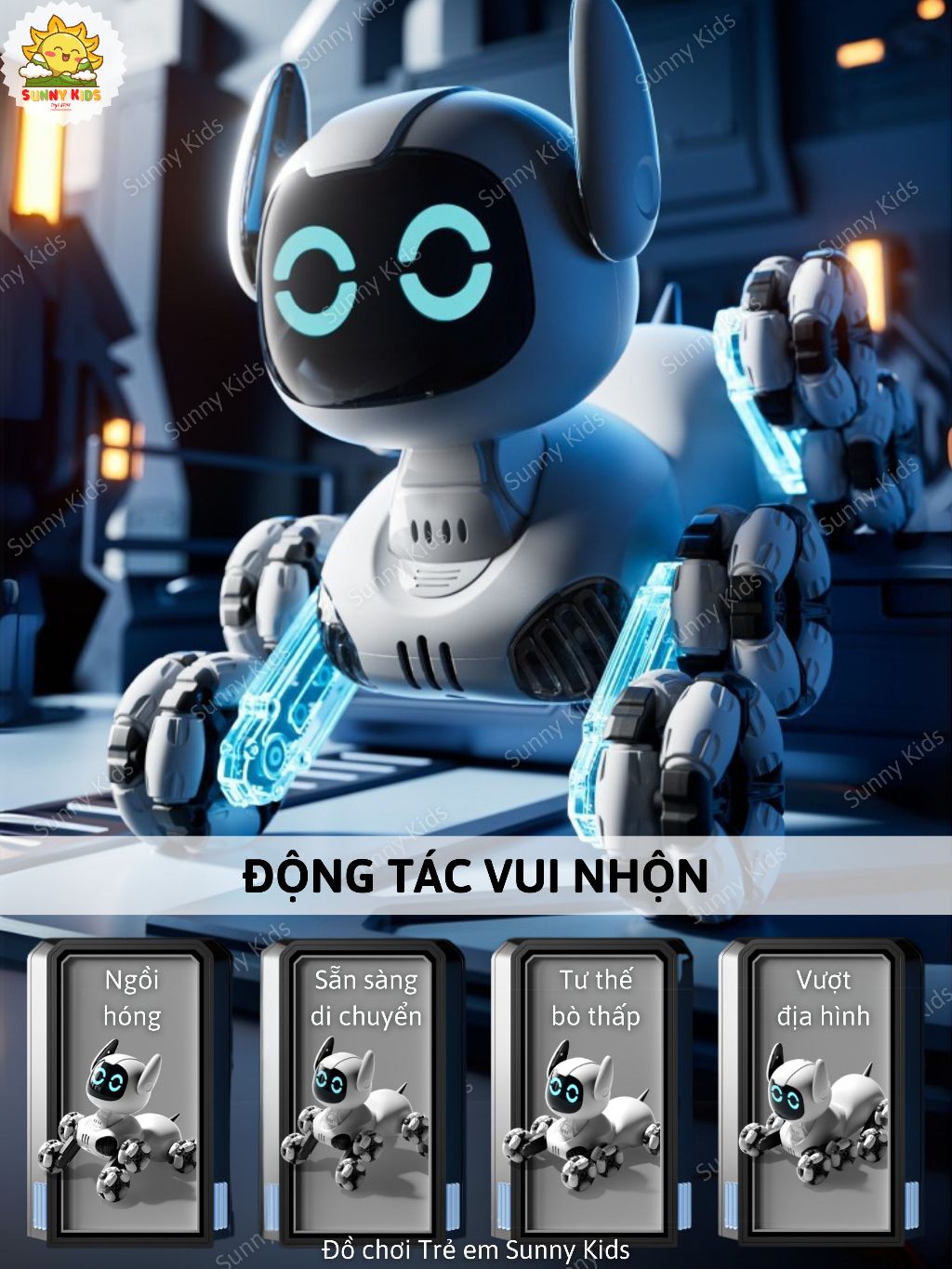 Robot Chó Đồ Chơi 4DRC Y9 Siêu Dễ Thương, Tương Tác Chạm, Xoay 360° Điều Khiển Cử Chỉ, Biểu Cảm Mắt LED - Sunny Kids