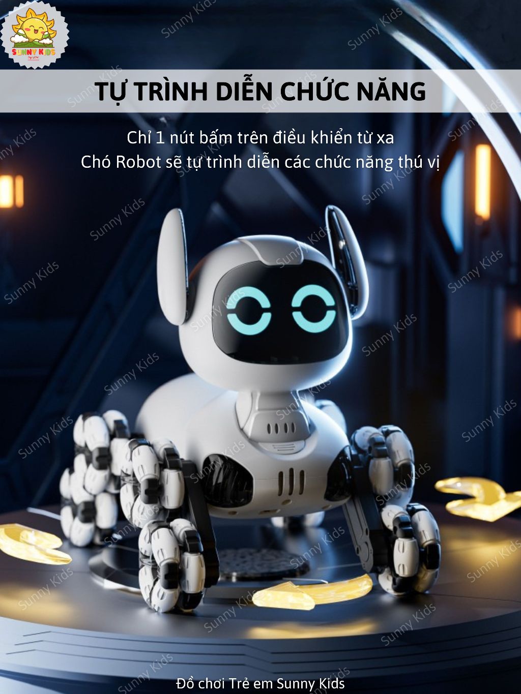 Robot Chó Đồ Chơi 4DRC Y9 Siêu Dễ Thương, Tương Tác Chạm, Xoay 360° Điều Khiển Cử Chỉ, Biểu Cảm Mắt LED - Sunny Kids
