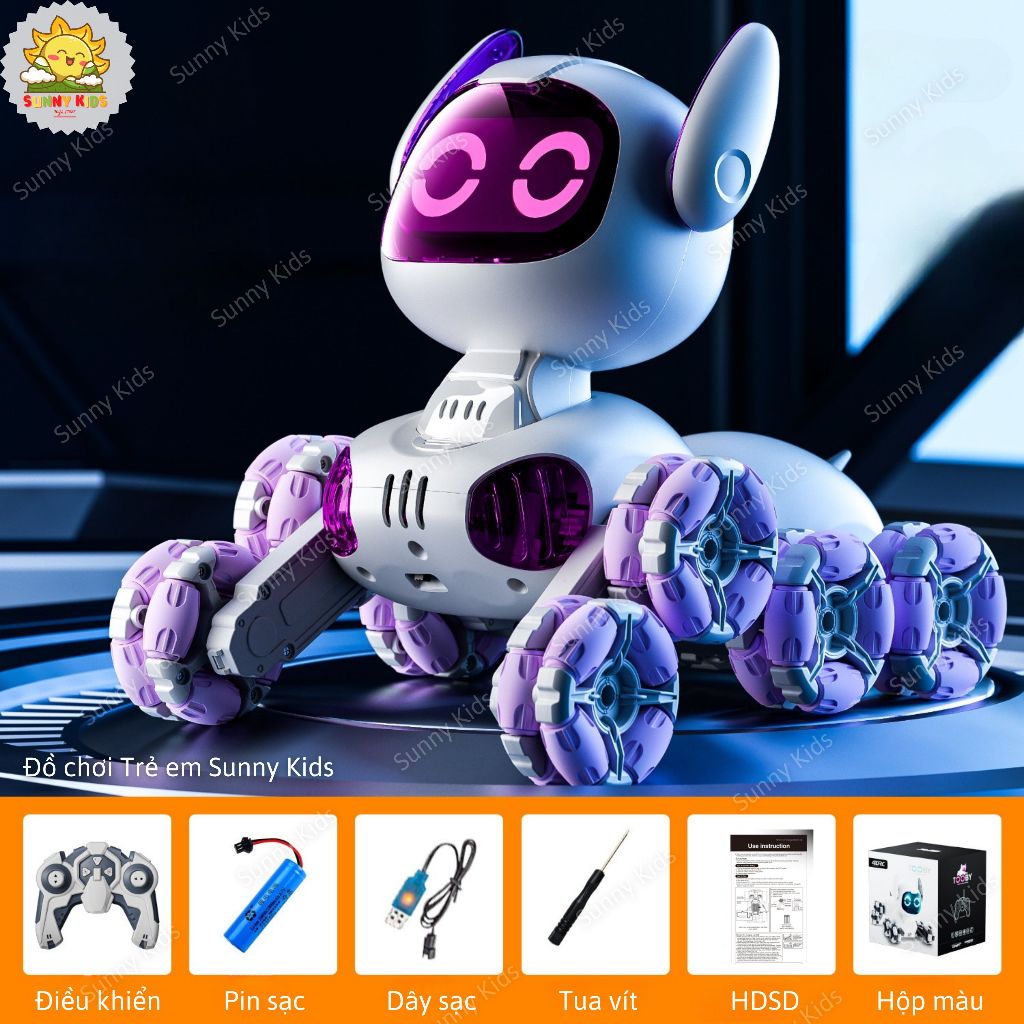 Robot Chó Đồ Chơi 4DRC Y9 Siêu Dễ Thương, Tương Tác Chạm, Xoay 360° Điều Khiển Cử Chỉ, Biểu Cảm Mắt LED - Sunny Kids