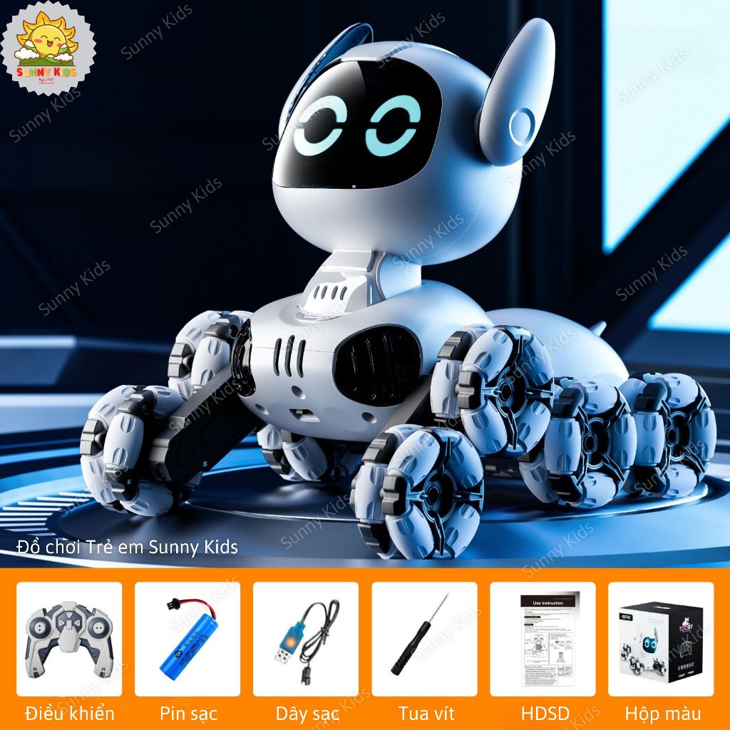 Robot Chó Đồ Chơi 4DRC Y9 Siêu Dễ Thương, Tương Tác Chạm, Xoay 360° Điều Khiển Cử Chỉ, Biểu Cảm Mắt LED - Sunny Kids