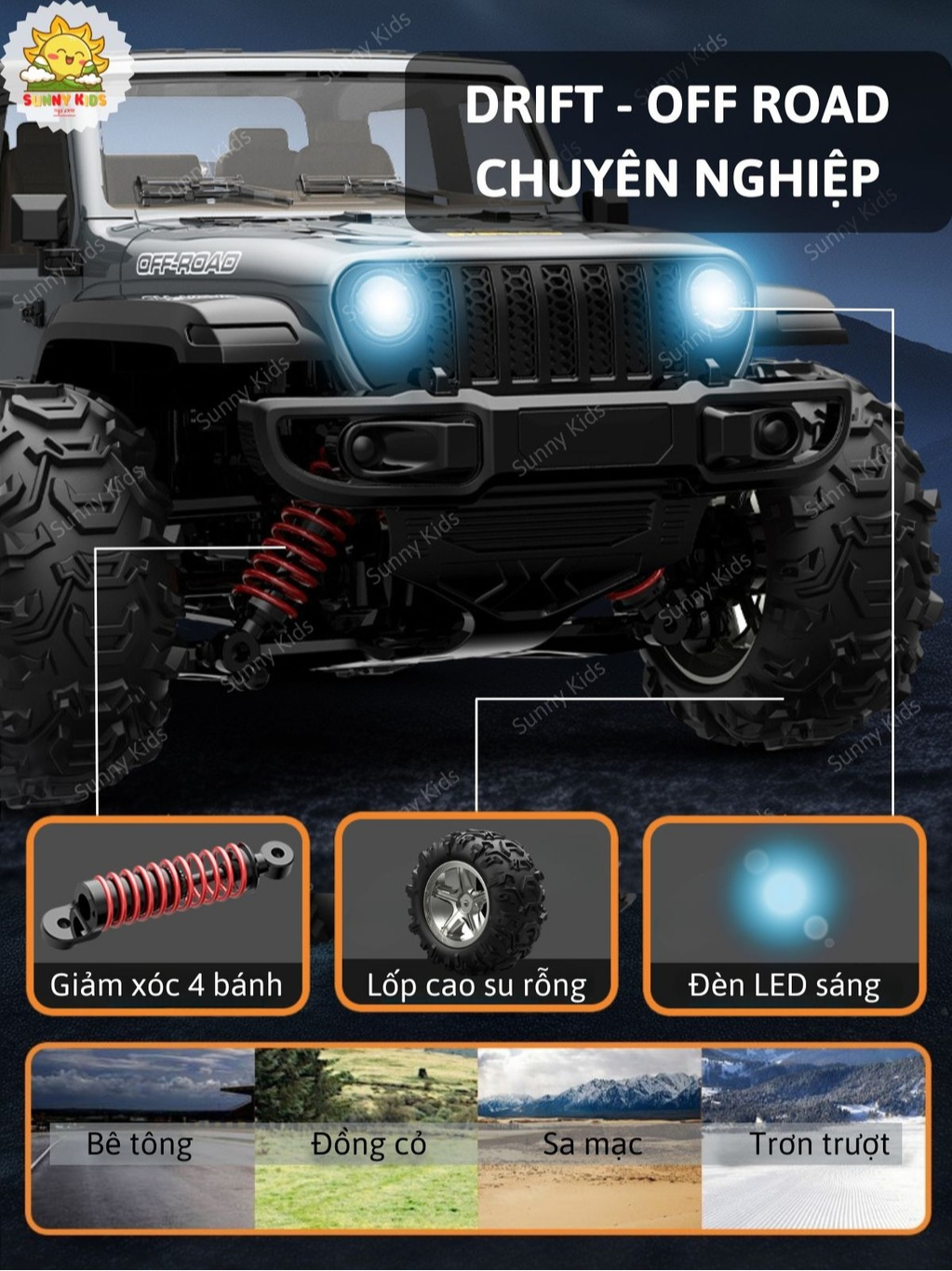 JJRC C8819 - Xe Địa Hình Tốc Độ 35km/h, 4WD Truyền Động 2 Cầu, Điều Khiển Từ Xa 2.4GHz, Thiết Kế Siêu Ngầu – Sunny Kids