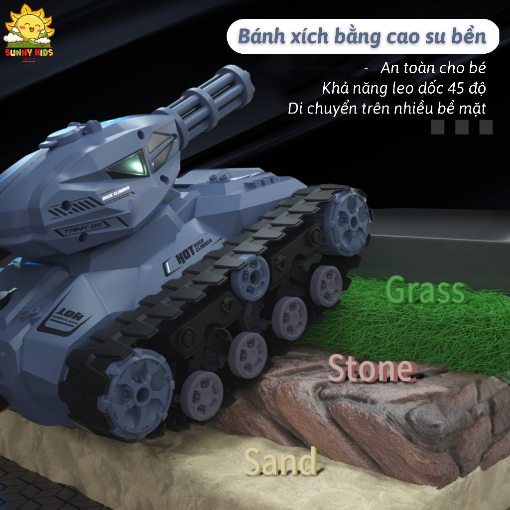 Xe Tăng Điều Khiển Từ Xa JJRC Q126, Pin sạc, Đồ Chơi Cao Cấp, Âm Nhạc Ánh Sáng Sống Động - Sunny Kids