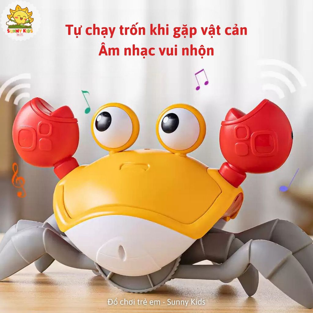 Đồ chơi Cho Bé Con Cua Tự Tránh Vật Cản, Bật/Tắt Nhạc Tiện Lợi, Pin Sạc Type C, 20 Phút Chơi Liên Tục - Sunny Kids