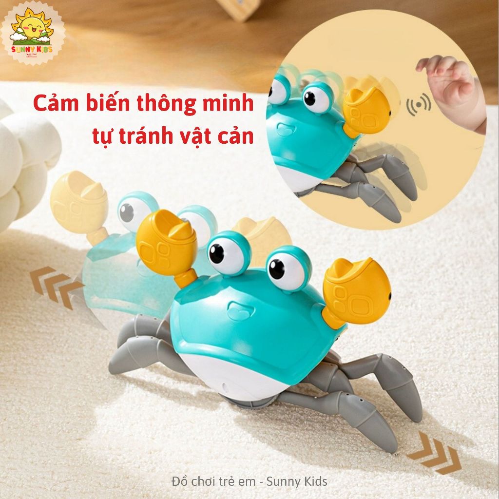 Đồ chơi Cho Bé Con Cua Tự Tránh Vật Cản, Bật/Tắt Nhạc Tiện Lợi, Pin Sạc Type C, 20 Phút Chơi Liên Tục - Sunny Kids