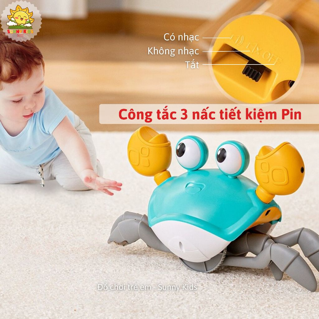 Đồ chơi Cho Bé Con Cua Tự Tránh Vật Cản, Bật/Tắt Nhạc Tiện Lợi, Pin Sạc Type C, 20 Phút Chơi Liên Tục - Sunny Kids