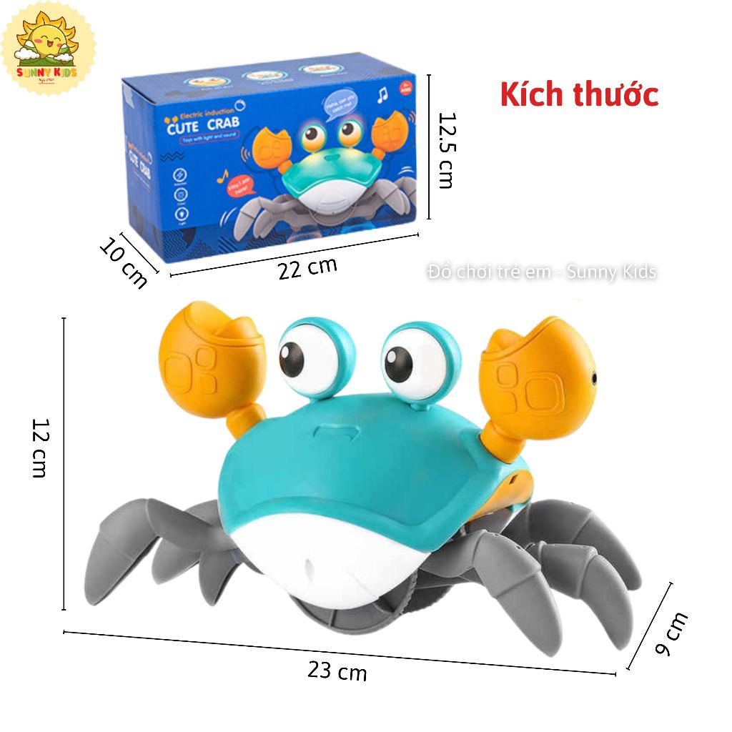 Đồ chơi Cho Bé Con Cua Tự Tránh Vật Cản, Bật/Tắt Nhạc Tiện Lợi, Pin Sạc Type C, 20 Phút Chơi Liên Tục - Sunny Kids