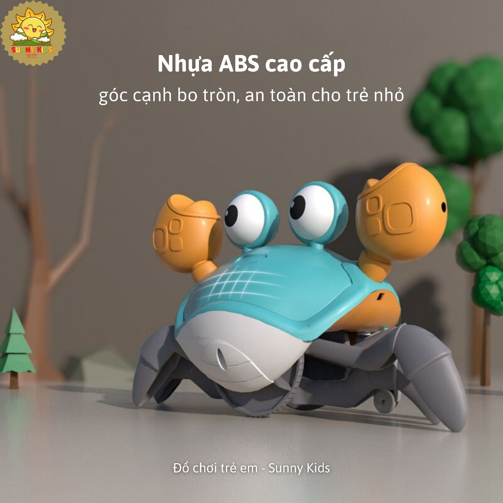 Đồ chơi Cho Bé Con Cua Tự Tránh Vật Cản, Bật/Tắt Nhạc Tiện Lợi, Pin Sạc Type C, 20 Phút Chơi Liên Tục - Sunny Kids