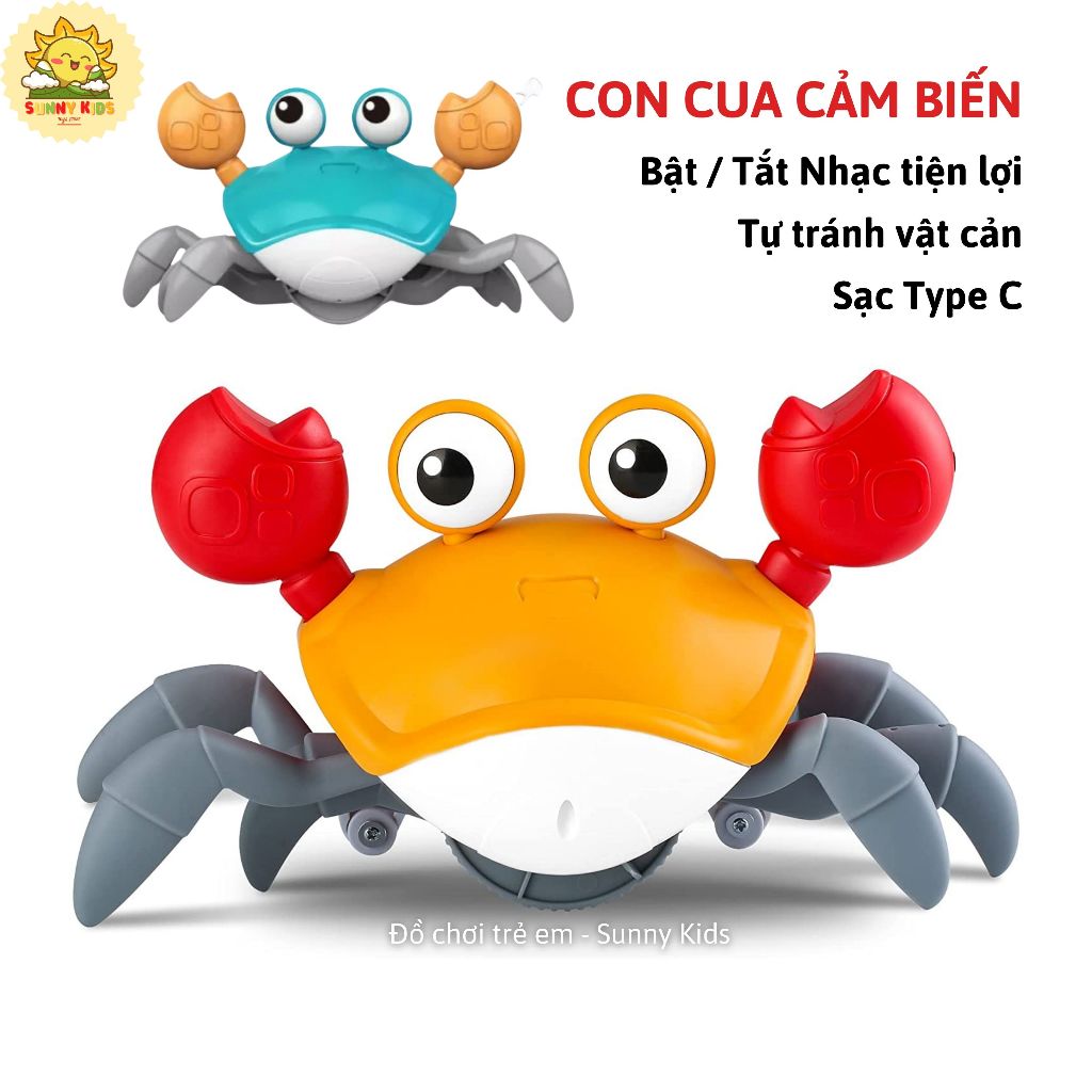 Đồ chơi Cho Bé Con Cua Tự Tránh Vật Cản, Bật/Tắt Nhạc Tiện Lợi, Pin Sạc Type C, 20 Phút Chơi Liên Tục - Sunny Kids