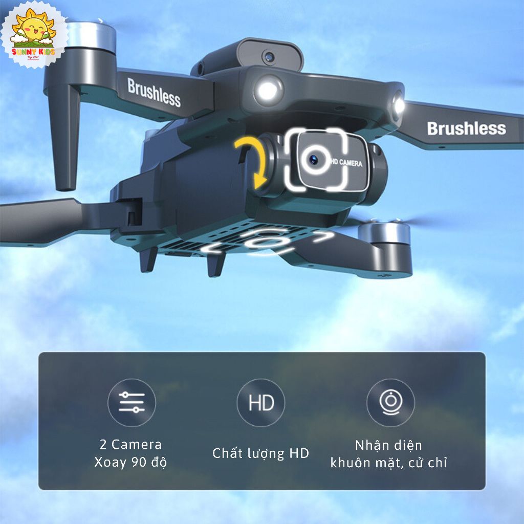 Drone JJRC H115 Tránh Vật Cản 4 Hướng, Camera Kép HD, Máy Bay Điều Khiển Từ Xa Brushless, Bay Theo Quỹ Đạo - Sunny Kids