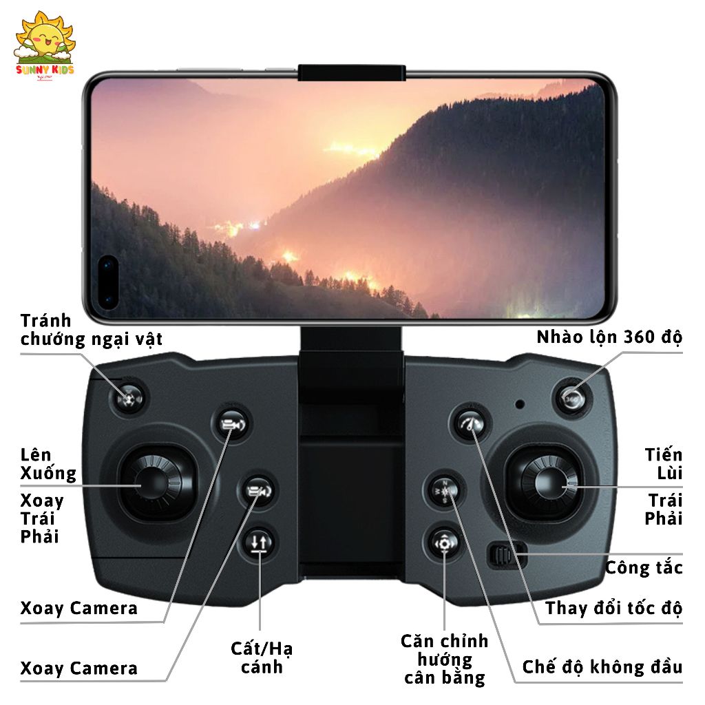 Drone JJRC H115 Tránh Vật Cản 4 Hướng, Camera Kép HD, Máy Bay Điều Khiển Từ Xa Brushless, Bay Theo Quỹ Đạo - Sunny Kids