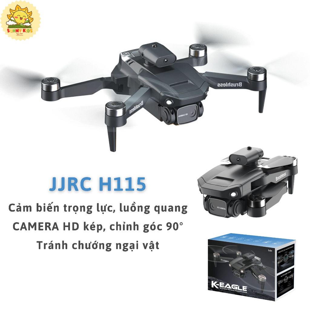 Drone JJRC H115 Tránh Vật Cản 4 Hướng, Camera Kép HD, Máy Bay Điều Khiển Từ Xa Brushless, Bay Theo Quỹ Đạo - Sunny Kids