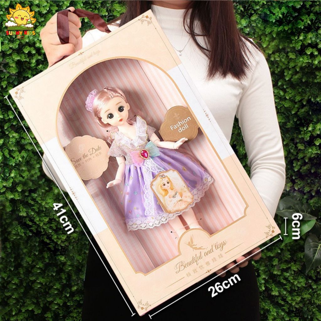 Hộp Quà Tặng Búp Bê Cho Bé Gái, Dài 33 cm, Chất Lượng Cao, Mắt 3D, Nhiều Khớp Cử Động Và Phụ Kiện Tinh Tế - Sunny Kids