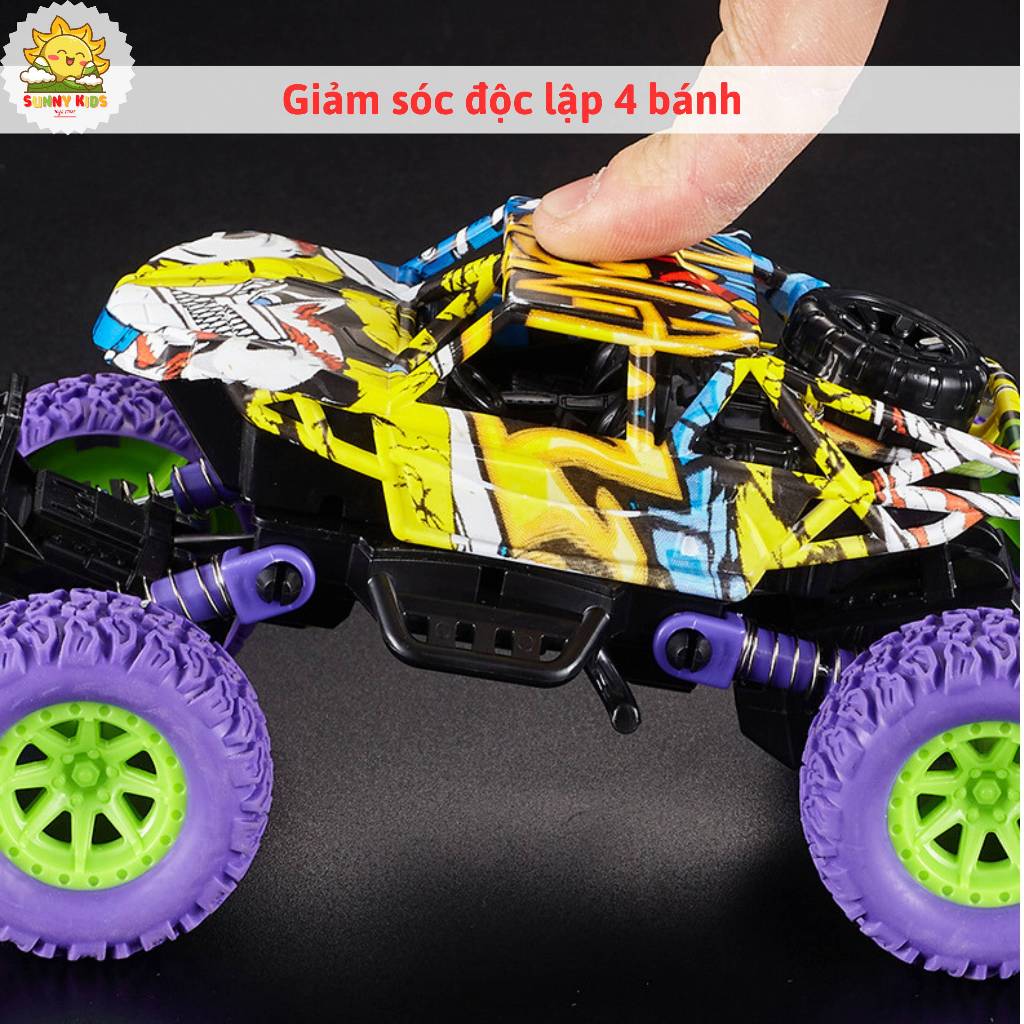 Combo 2 Xe Đồ Chơi Địa Hình Lớn Nhỏ Cho Bé, Xe Chạy Đà 2 Cầu, Giảm Sóc 4 Bánh, Lốp Xe Bằng Cao Su An Toàn - Sunny Kids