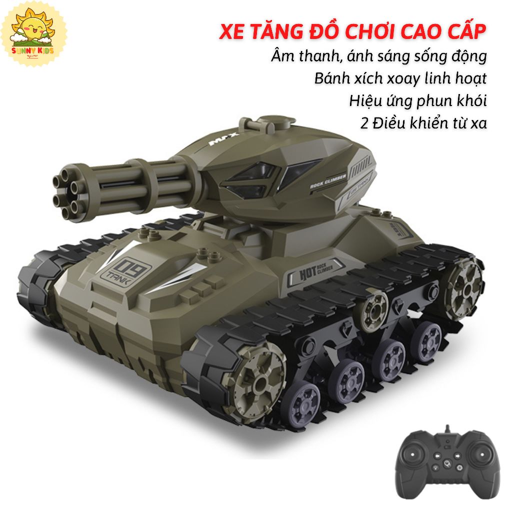 Xe Tăng Điều Khiển Từ Xa JJRC Q126, Pin sạc, Đồ Chơi Cao Cấp, Âm Nhạc Ánh Sáng Sống Động - Sunny Kids