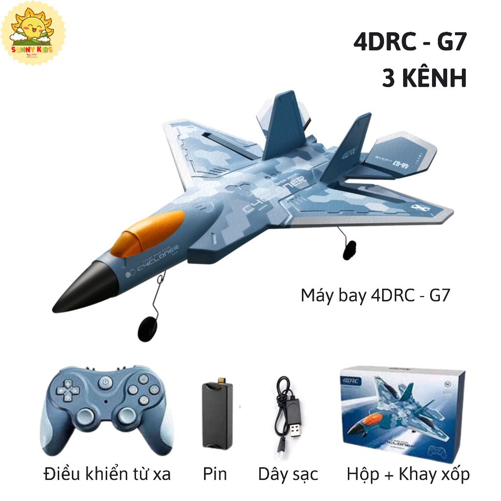 Máy Bay Điều Khiển Từ Xa 3 KÊNH 4DRC G7 Glider, Cánh Đuôi Chỉnh Điện Linh Hoạt, Hệ Thống Tự Hỗ Trợ Cân Bằng - Sunny Kids