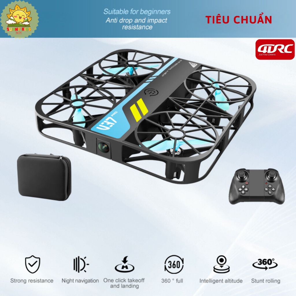 Đồ Chơi Drone 4DRC V37 Camera HD Chỉnh Góc, Chụp Ảnh Trên Không, Nhận Diện Cử Chỉ, Tự Cân Bằng Chính Xác - Sunny Kids