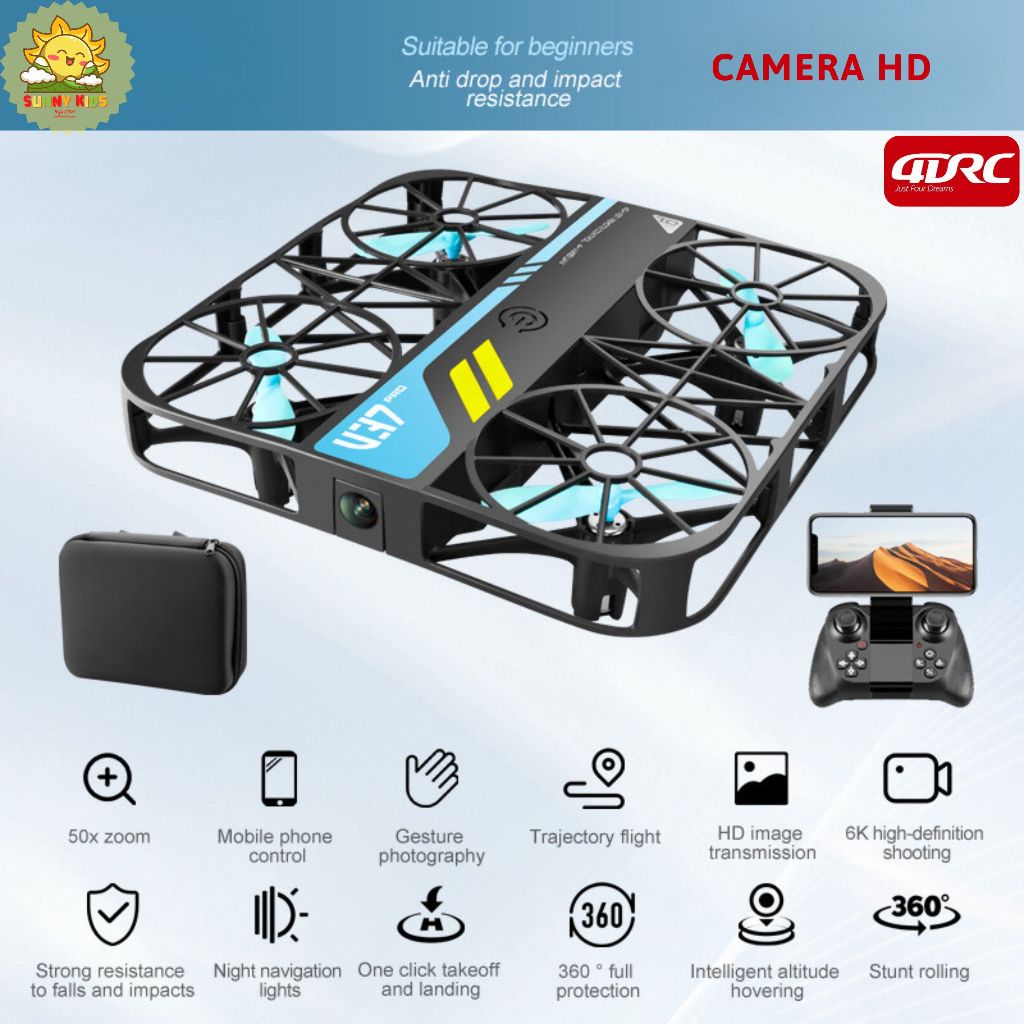 Đồ Chơi Drone 4DRC V37 Camera HD Chỉnh Góc, Chụp Ảnh Trên Không, Nhận Diện Cử Chỉ, Tự Cân Bằng Chính Xác - Sunny Kids