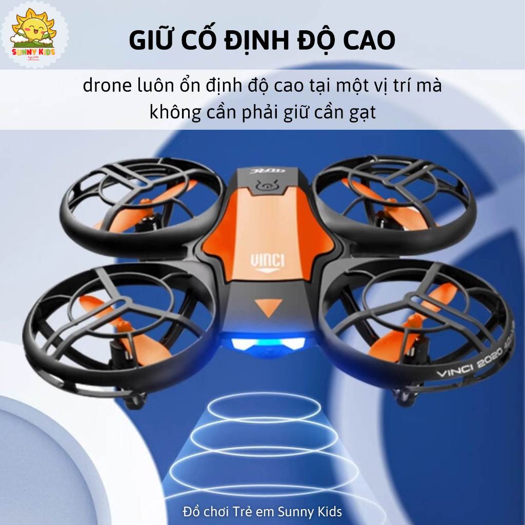 Drone Đồ Chơi Điều Khiển Từ Xa 4D-V8, Tự Tránh Chướng Ngại Vật, Điều Khiển Bằng Giọng Nói, Vỏ Bảo Vệ 360 độ - Sunny Kids