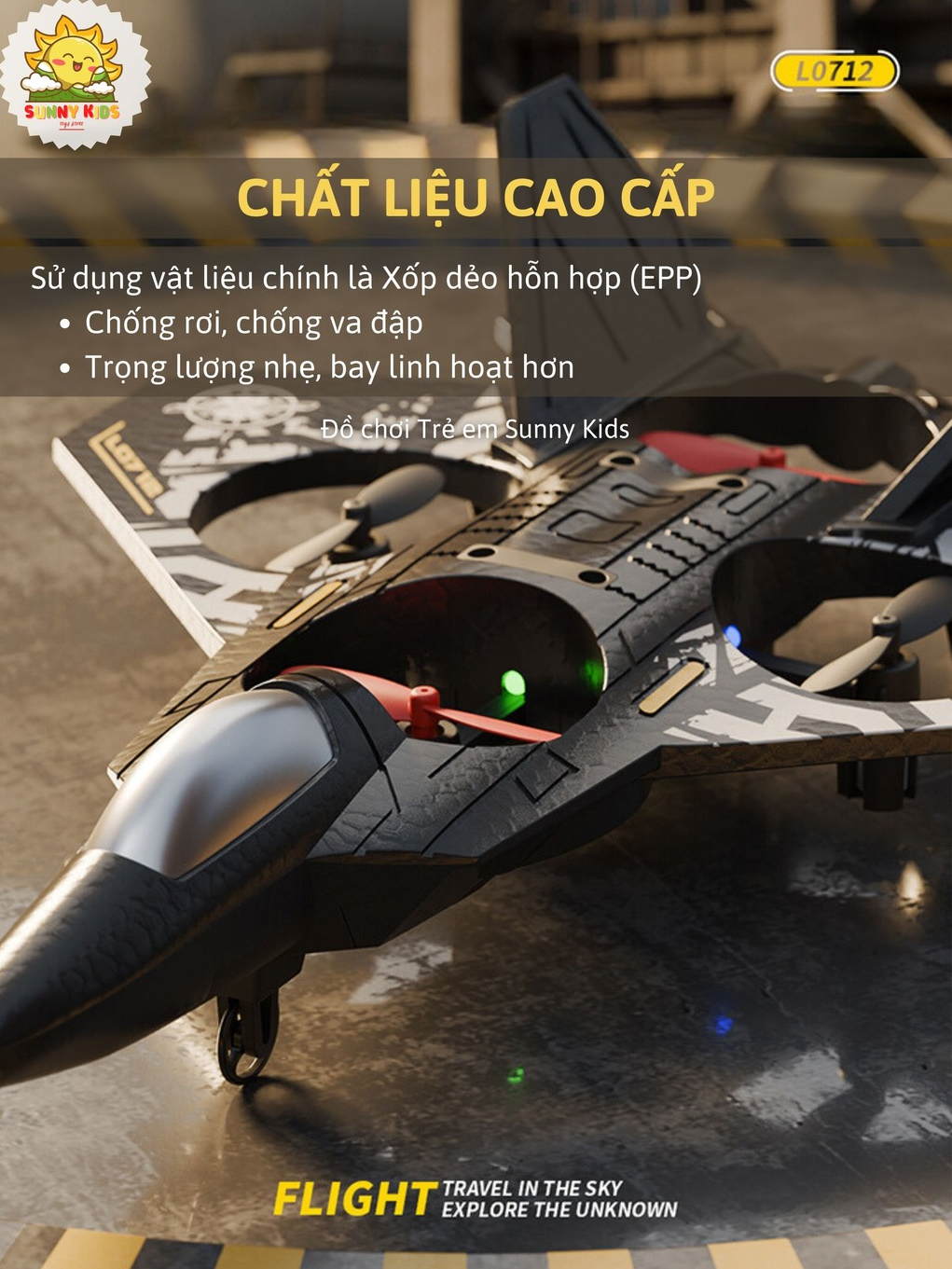 Máy bay chiến đấu Điều khiển từ xa L0712, Phiên bản nâng cấp với nhiều Chức năng Tự cân bằng, Bay lên thẳng - Sunny Kids