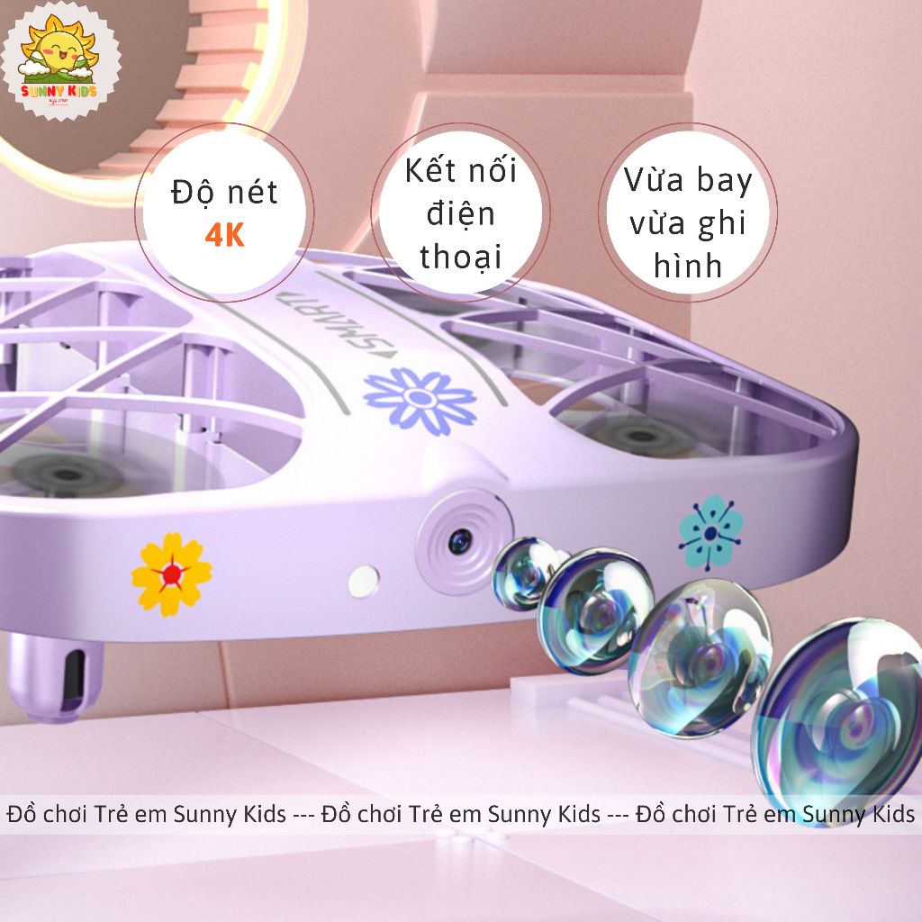 Drone Camera 4K JJRC H107 Màu Hồng cá tính, Sticker dễ thương, Đồ chơi Máy bay Điều khiển từ xa cho Bé gái - Sunny Kids