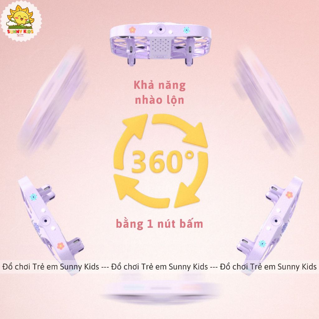 Drone Camera 4K JJRC H107 Màu Hồng cá tính, Sticker dễ thương, Đồ chơi Máy bay Điều khiển từ xa cho Bé gái - Sunny Kids