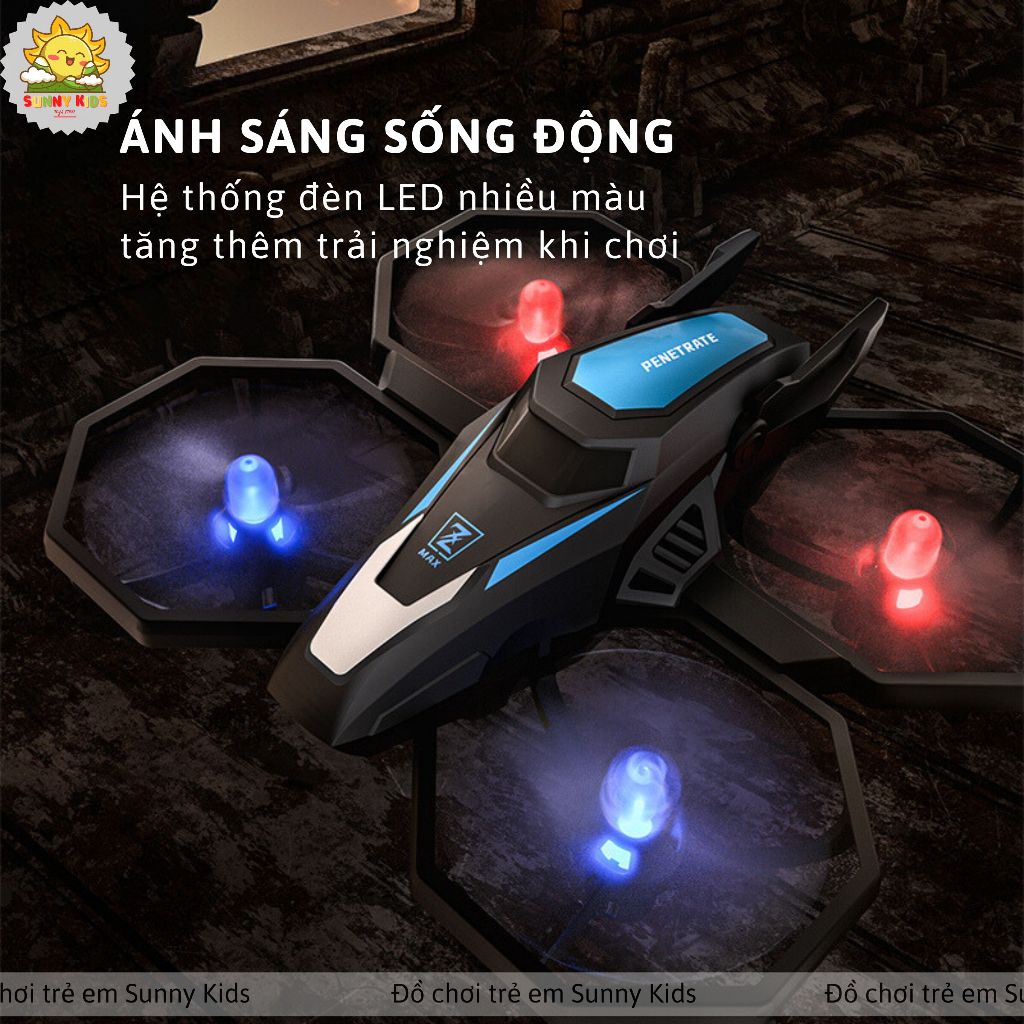 Drone Mini JJRC H118, Máy bay đồ chơi điều khiển từ xa ổn định, an toàn, kích thước gọn, đèn Led nhiều màu - Sunny Kids